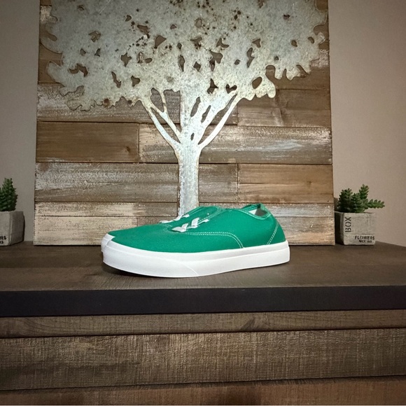 Shoes - Classic Green Canvas Slip-On Sneakers - Women's Casual Shoe